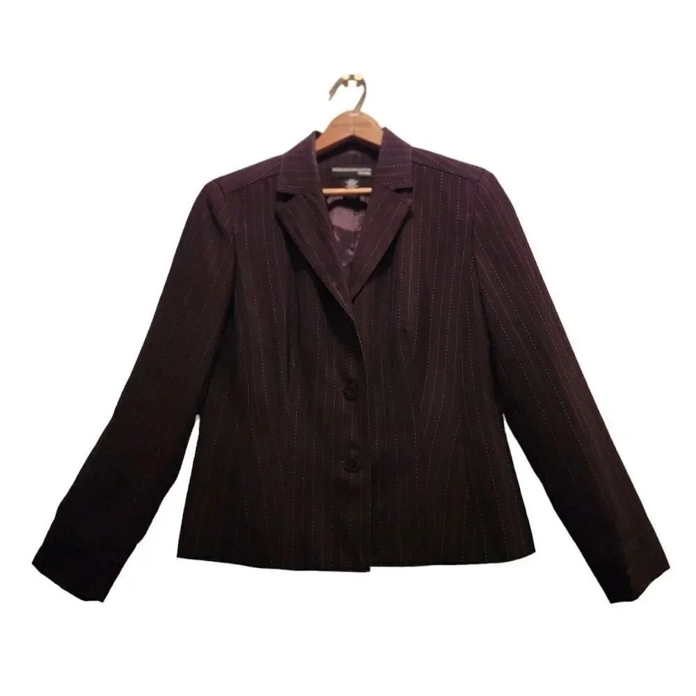 VintageโNorton McNaughton Blazer Womens Petites 8P Brown Pockets SingleโBreasted